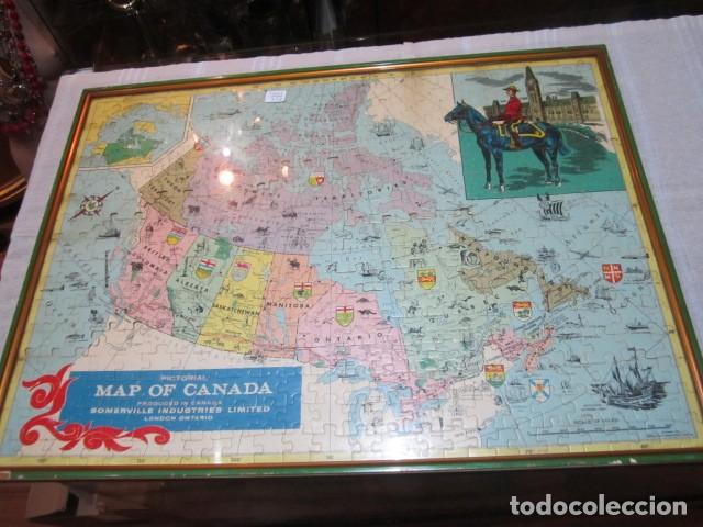 Puzzles: Antiguo puzzle con mapa de Canad&aacute;, enmarcado. 57,5 x 42 cms. - Foto 1