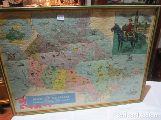Puzzles: Antiguo puzzle con mapa de Canad&aacute;, enmarcado. 57,5 x 42 cms. - Foto 2