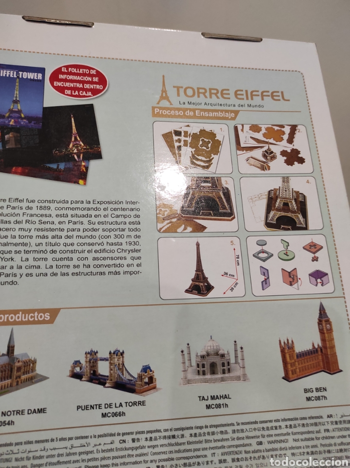 Puzzles: PUZZLE 3D CONSTRUYE TORRE EIFFEL, NUEVO, SIN JUGAR. - Foto 3