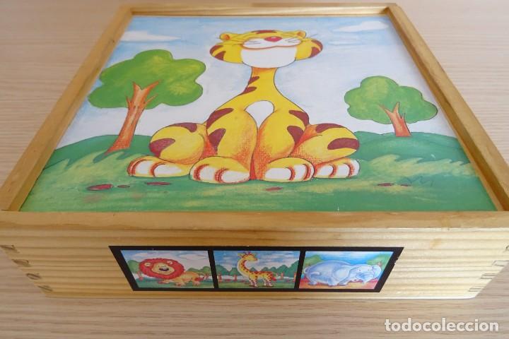 Puzzles: Puzzle rompecabezas de cubos de madera infantil de animales como nuevo - Foto 5