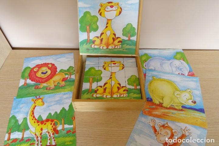 Puzzles: Puzzle rompecabezas de cubos de madera infantil de animales como nuevo - Foto 6