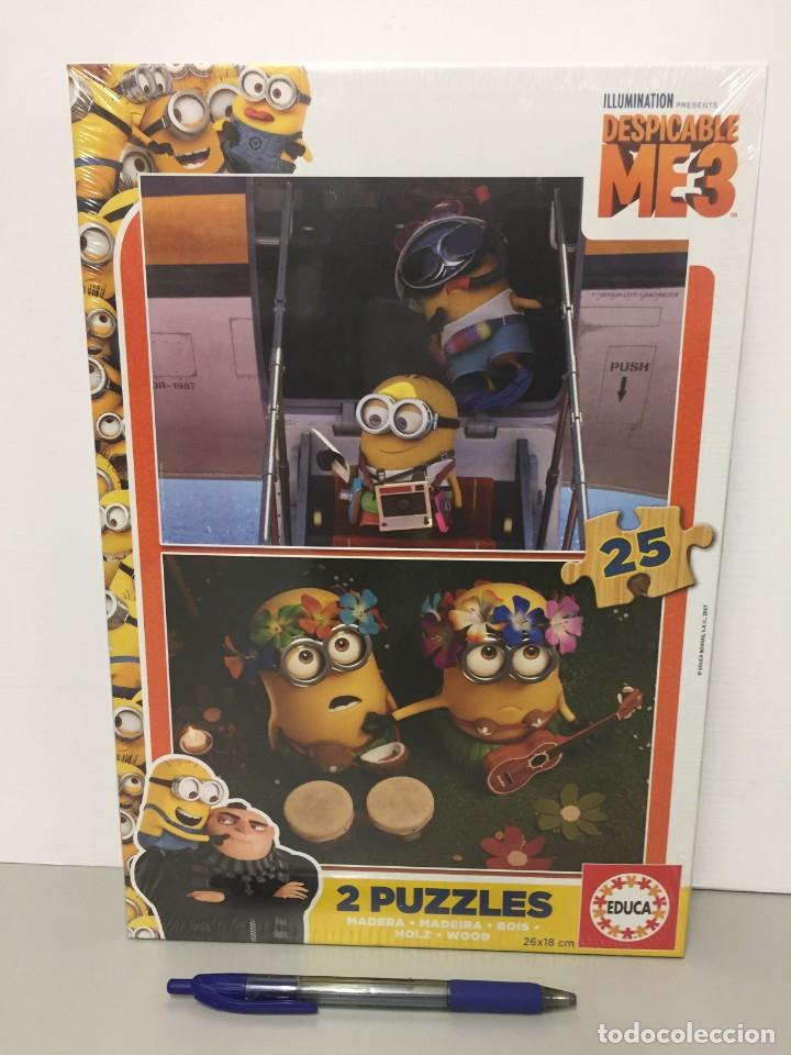 Puzzles: PUZZLE LOS MINIONS 2x25 PIEZAS DE MADERA - EDUCA - Foto 1