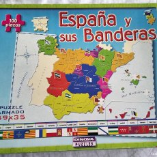 Puzzles: PUZZLE EDUCATIVO DE 100 PIEZAS ESPAÑA Y SUS BANDERAS / DINOVA PUZZLES
