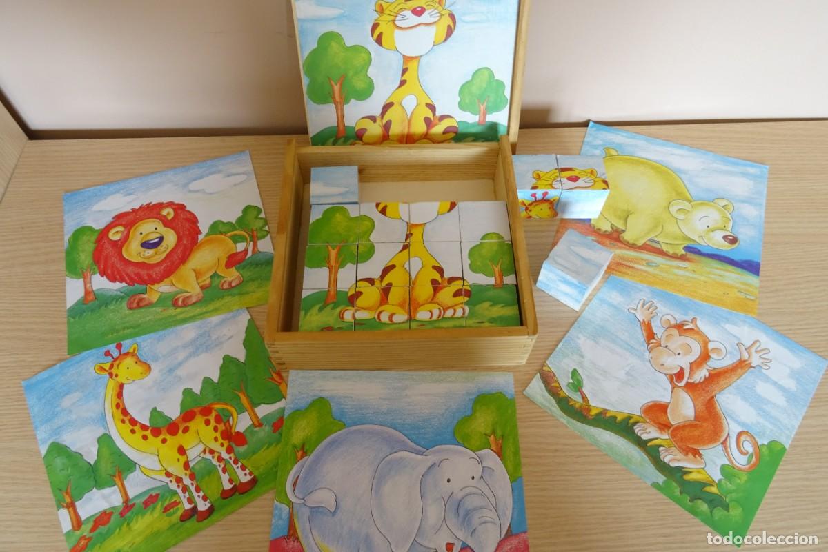 Puzzles: Puzzle rompecabezas de cubos de madera infantil de animales como nuevo - Foto 2