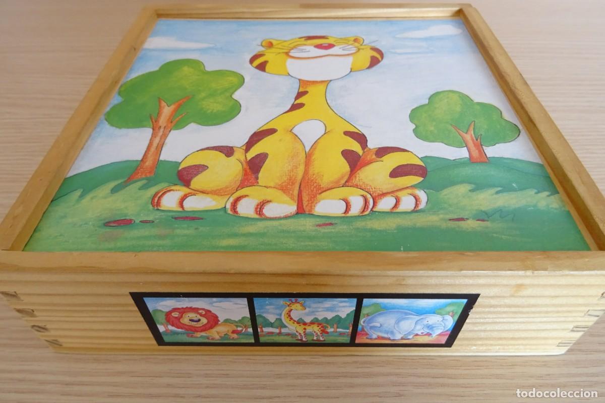 Puzzles: Puzzle rompecabezas de cubos de madera infantil de animales como nuevo - Foto 3