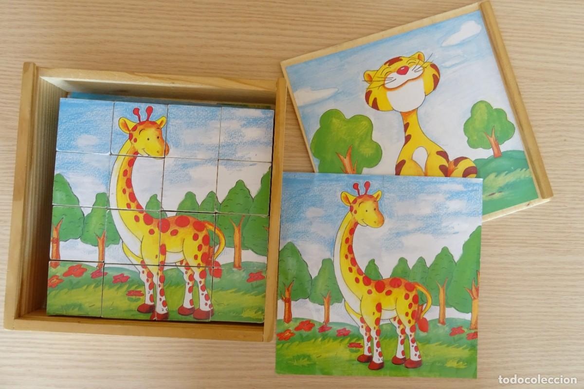Puzzles: Puzzle rompecabezas de cubos de madera infantil de animales como nuevo - Foto 5