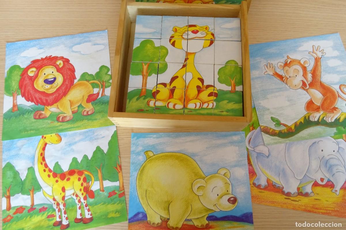 Puzzles: Puzzle rompecabezas de cubos de madera infantil de animales como nuevo - Foto 6