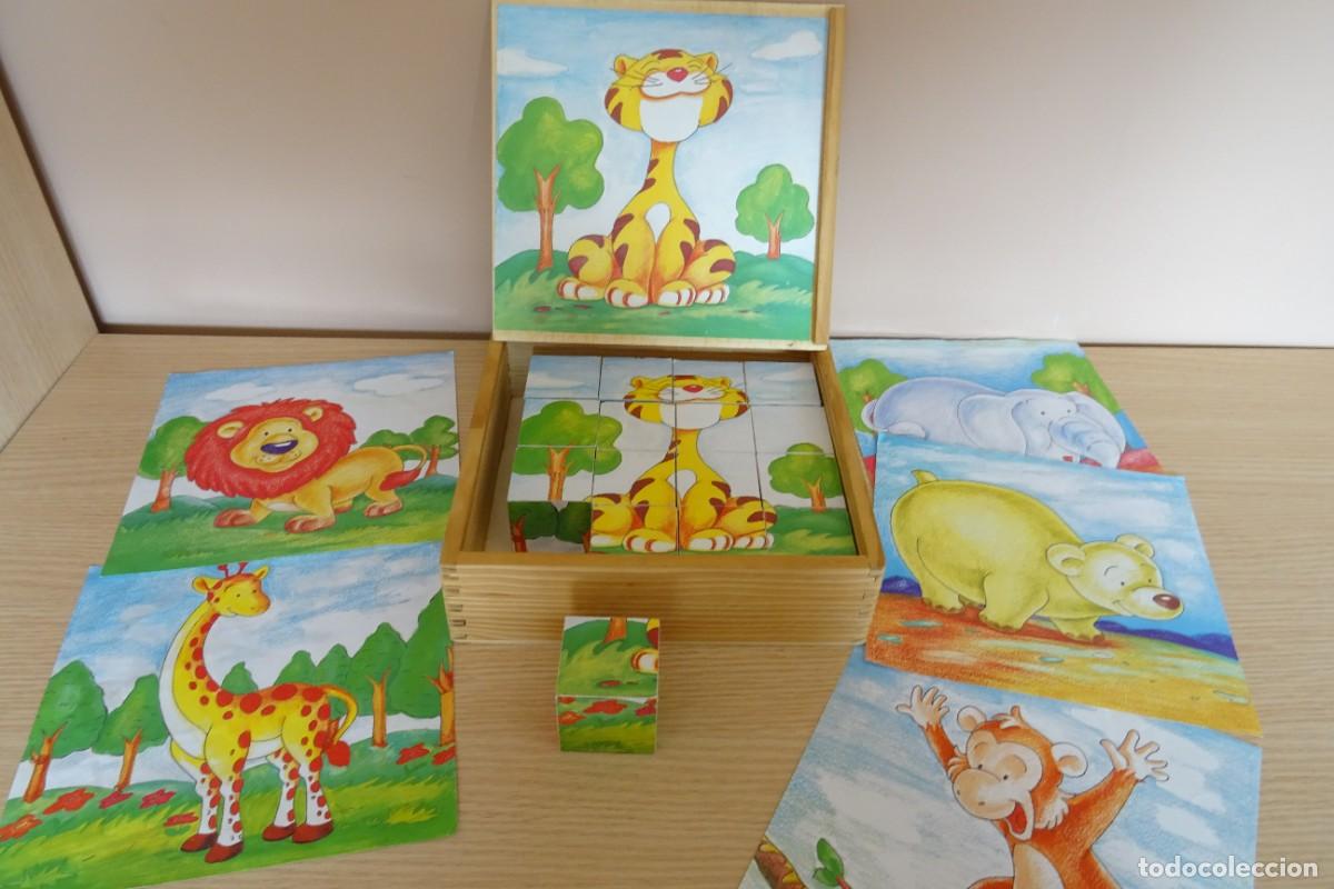Puzzles: Puzzle rompecabezas de cubos de madera infantil de animales como nuevo - Foto 8