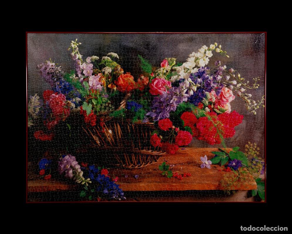 Puzzles: PUZZLE MONTADO Y ENMARCADO BODEGON DE FLORES Y UVAS - Foto 1