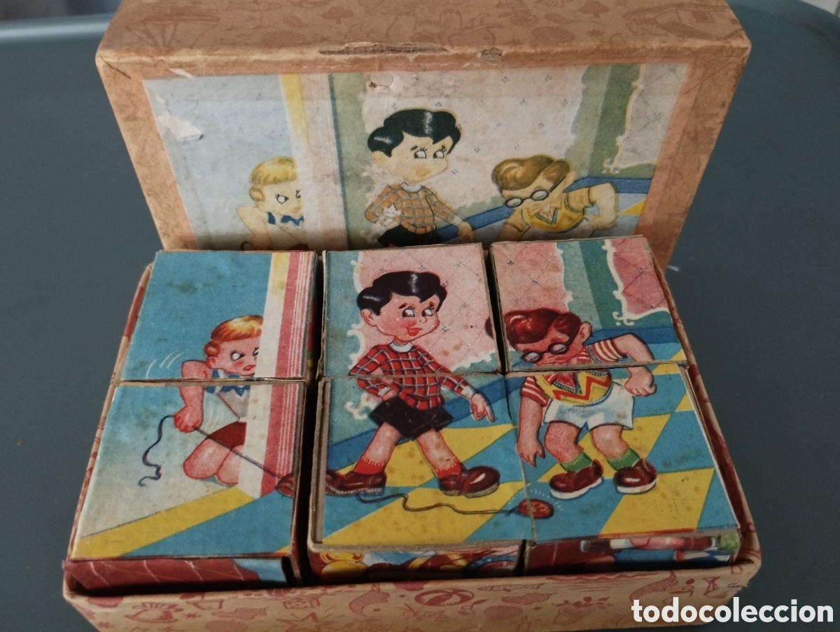 Puzzles: Antiguo puzzle cart&oacute;n 6 cubos - Foto 2