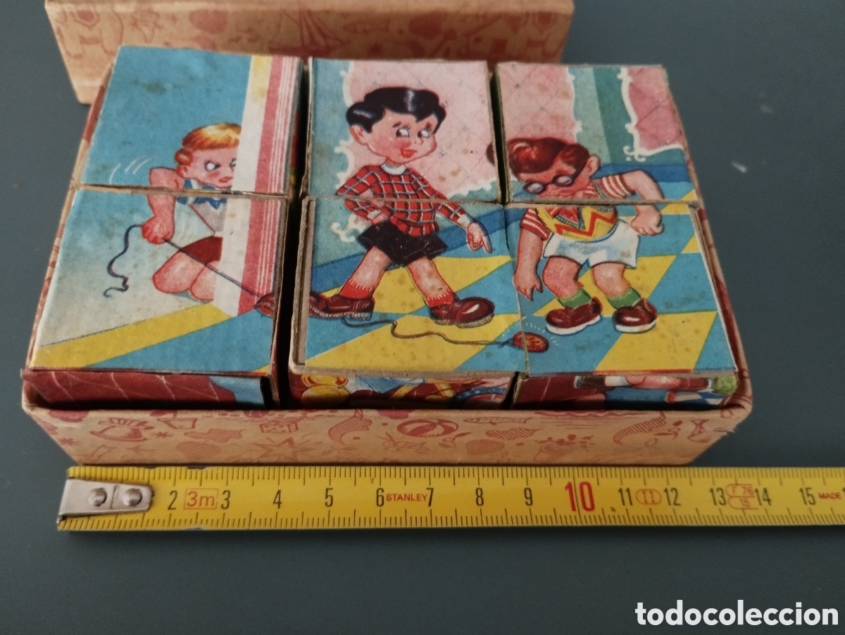 Puzzles: Antiguo puzzle cart&oacute;n 6 cubos - Foto 3