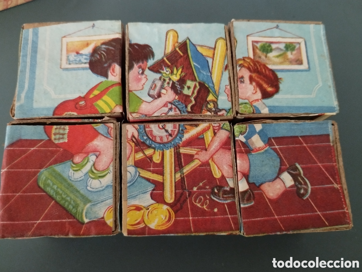 Puzzles: Antiguo puzzle cart&oacute;n 6 cubos - Foto 4