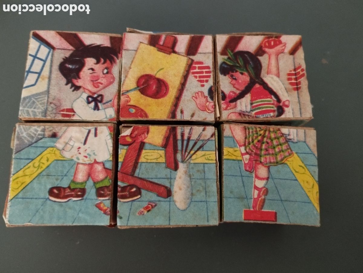Puzzles: Antiguo puzzle cart&oacute;n 6 cubos - Foto 7