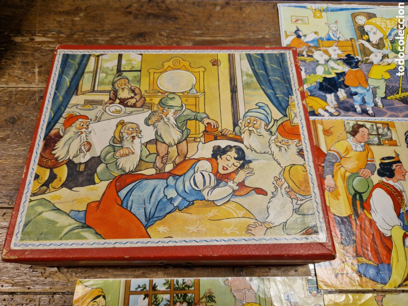 Puzzles: Rompecabezas Blancanieves antiguo de madera y papel - Foto 3