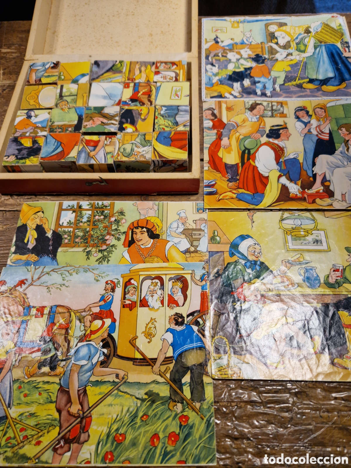 Puzzles: Rompecabezas Blancanieves antiguo de madera y papel - Foto 1