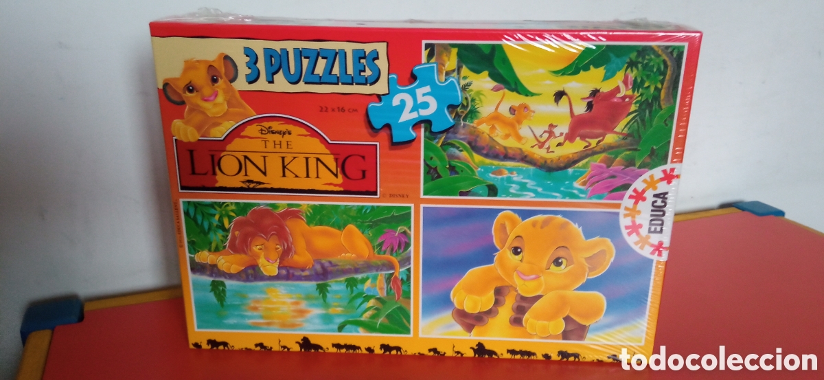 Puzzles: 3 PUZZLES DE 25 PZ. EL REY LE&Oacute;N.EDUCA 1994.SIN ABRIR. - Foto 1