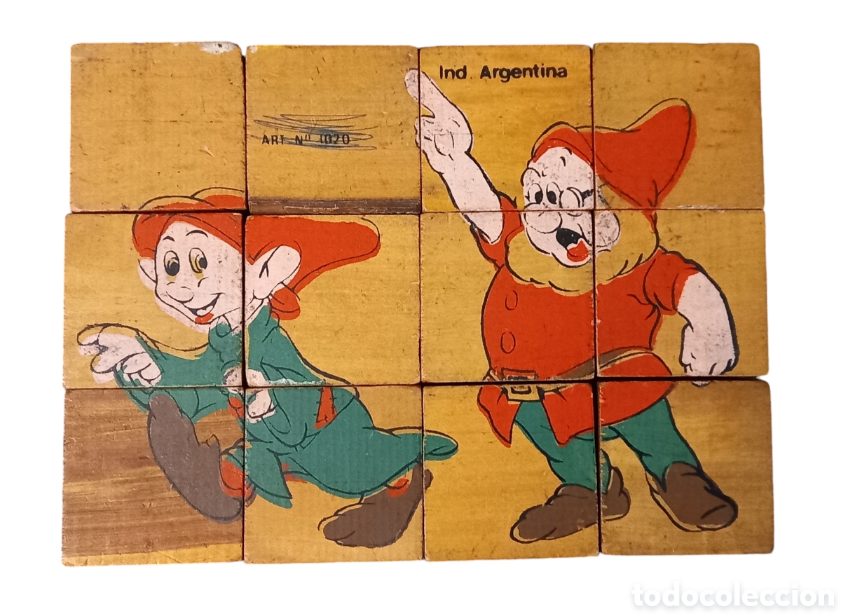 Puzzles: Antiguo rompecabezas de cubos de madera Walt Disney - Foto 4