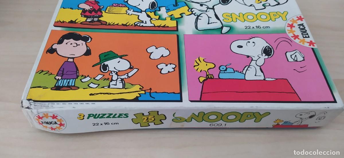 Puzzles: SNOOPY PUZZLE EDUCA 3 PUZZLES COMPLETO - Foto 2