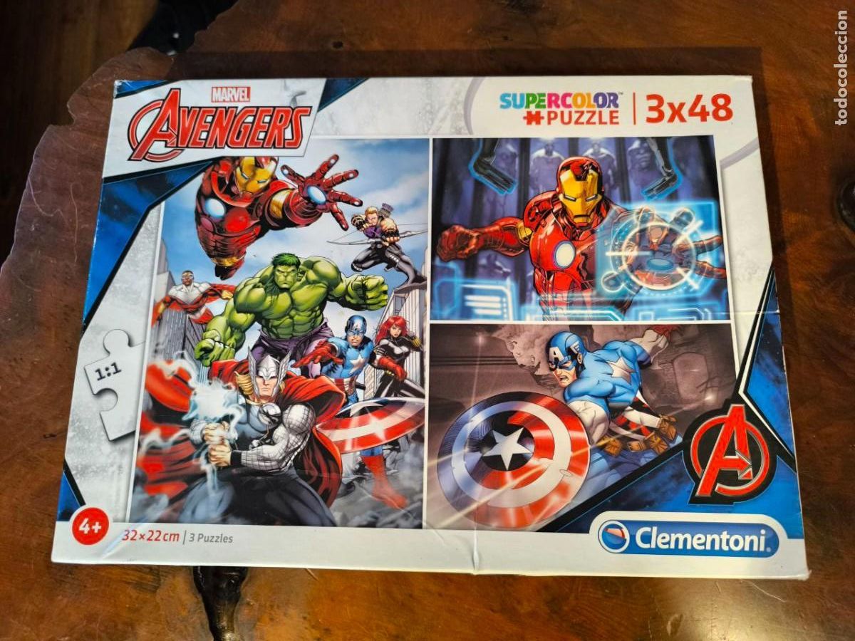 Puzzles: CAJA DE PUZZLES AVENGERS MARVEL 3X48 32X22 COMPLETOS - Foto 1