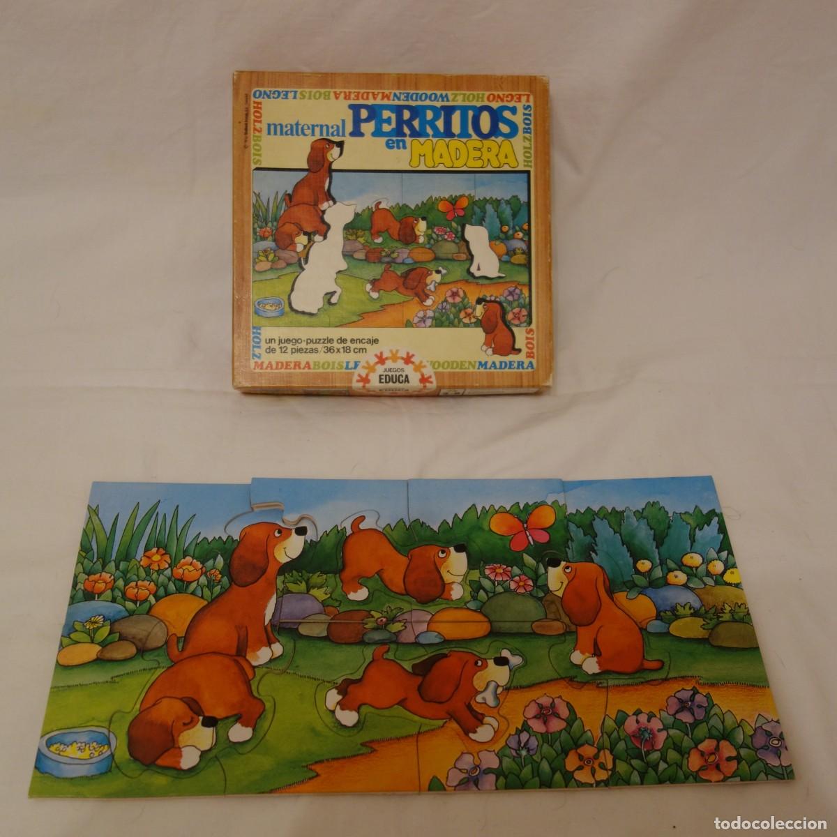 Puzzles: Puzzle de madera infantil &rdquo;Perritos en Madera&rdquo; - Educa vintage - Foto 1