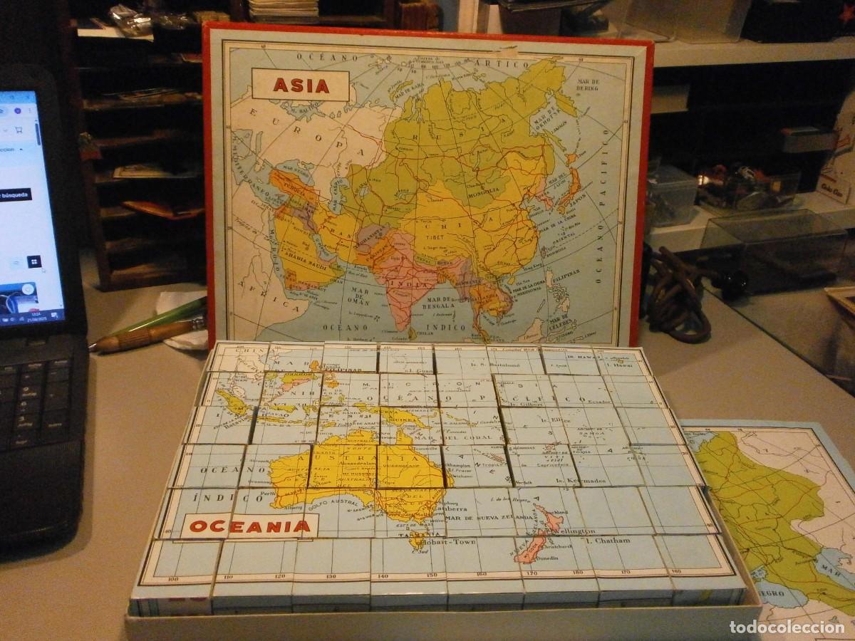 Puzzles: antiguo puzzle de cubos mapa de los continentes buen estado - Foto 1