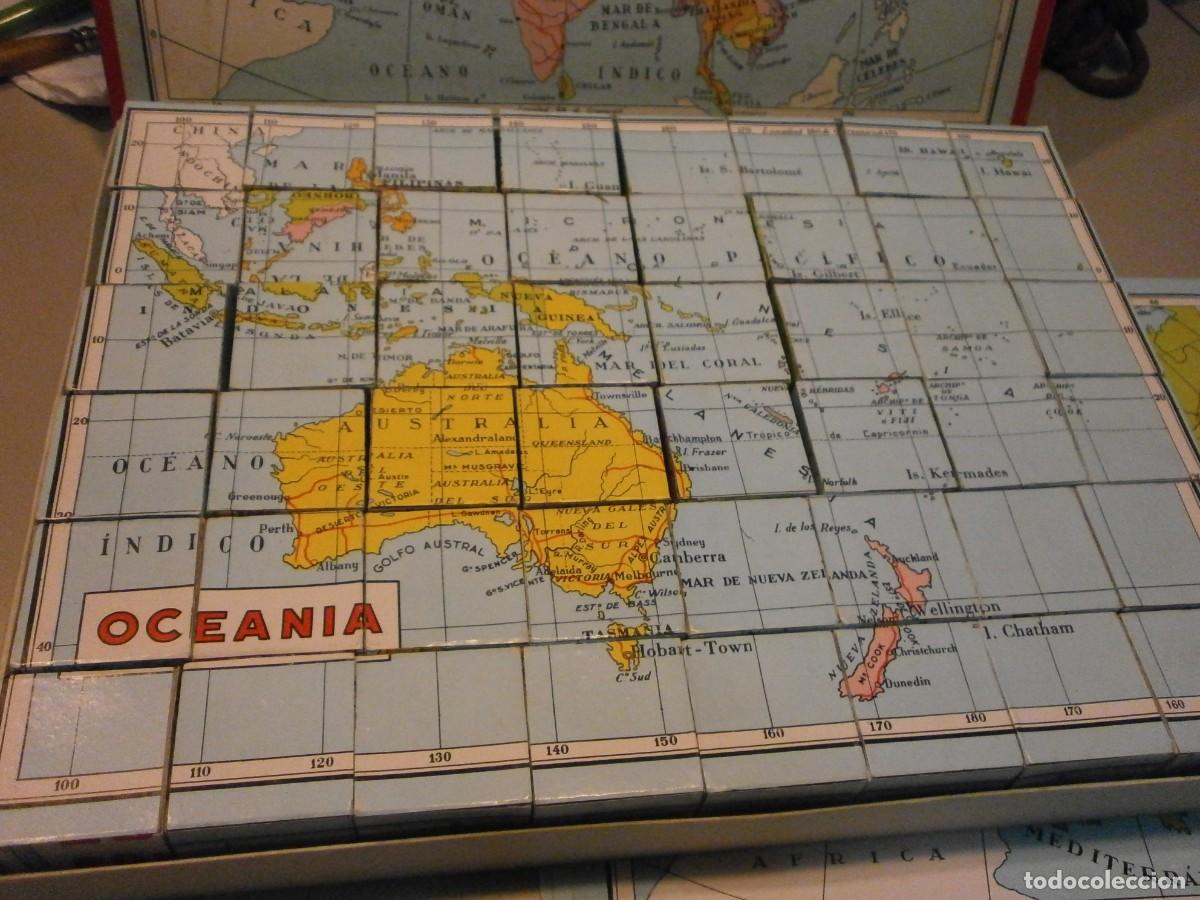 Puzzles: antiguo puzzle de cubos mapa de los continentes buen estado - Foto 3