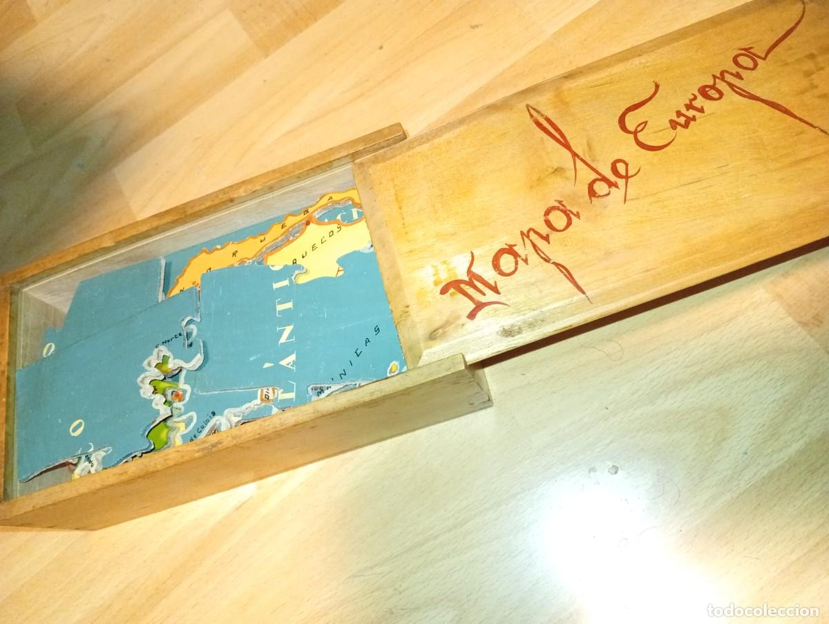 Puzzles: PRECIOSO MAPA DE EUROPA A&Ntilde;OS 40 PUZLE MADERA TROQUELADO Y PINTADO A MANO COMPLETO CAJA ORIGINAL RARO