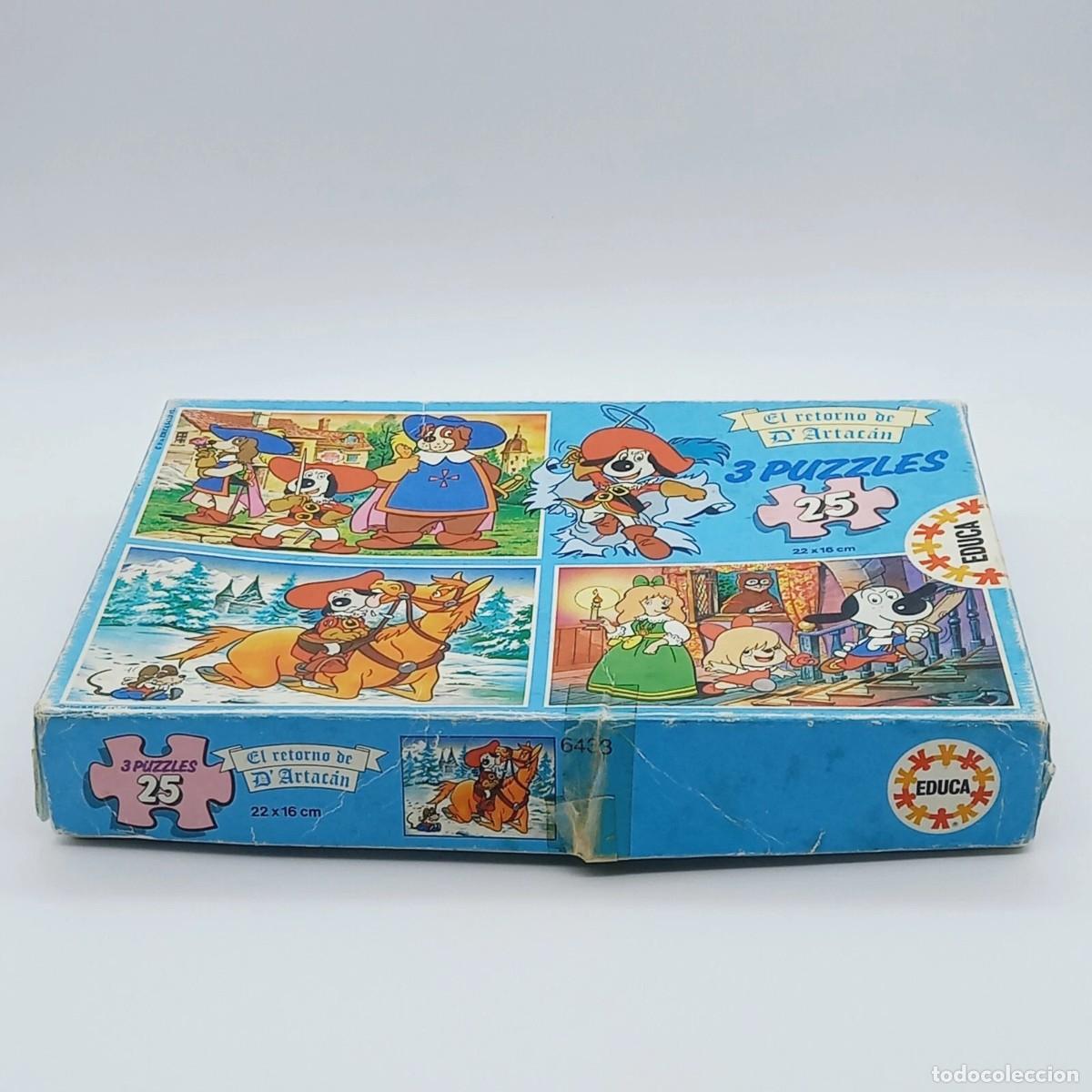 Puzzles: 3 Puzzles 25 Piezas (cada uno) El Retorno De D'Artacan 6433 Educa vintage completos dartacan