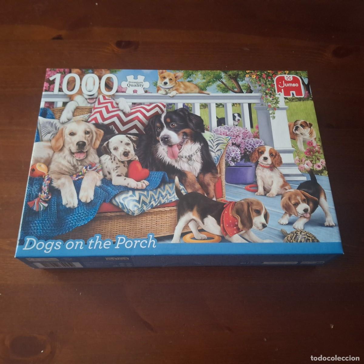 Puzzles: PUZZLE JUMBO 1000 PIEZAS - DOGS ON THE PORCH - PERROS EN EL PORCHE - MONTADO UNA SOLA VEZ