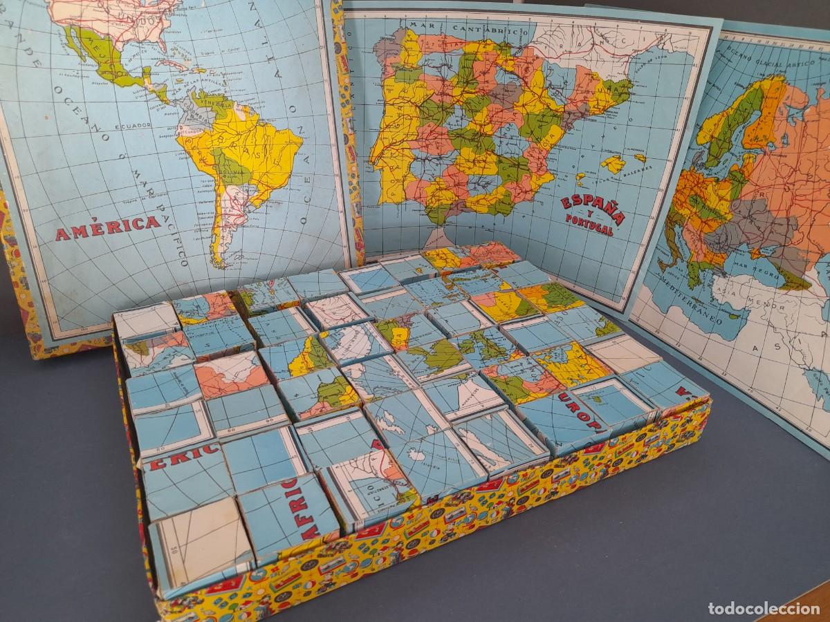 Puzzles: Rompecabezas/ puzzle de cubos de cart&oacute;n 6 mapas: Europa Asia &Aacute;frica Am&eacute;rica Ocean&iacute;a, con caja