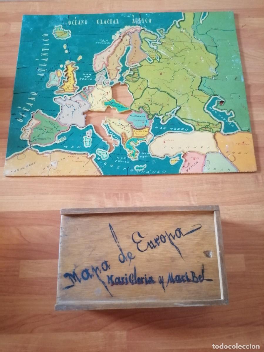 Puzzles: PUZZLES ANTIGUOS DE MADERA PINTADOS A MANO. MAPA DE EUROPA Y MAPA DE ESPA&Ntilde;A