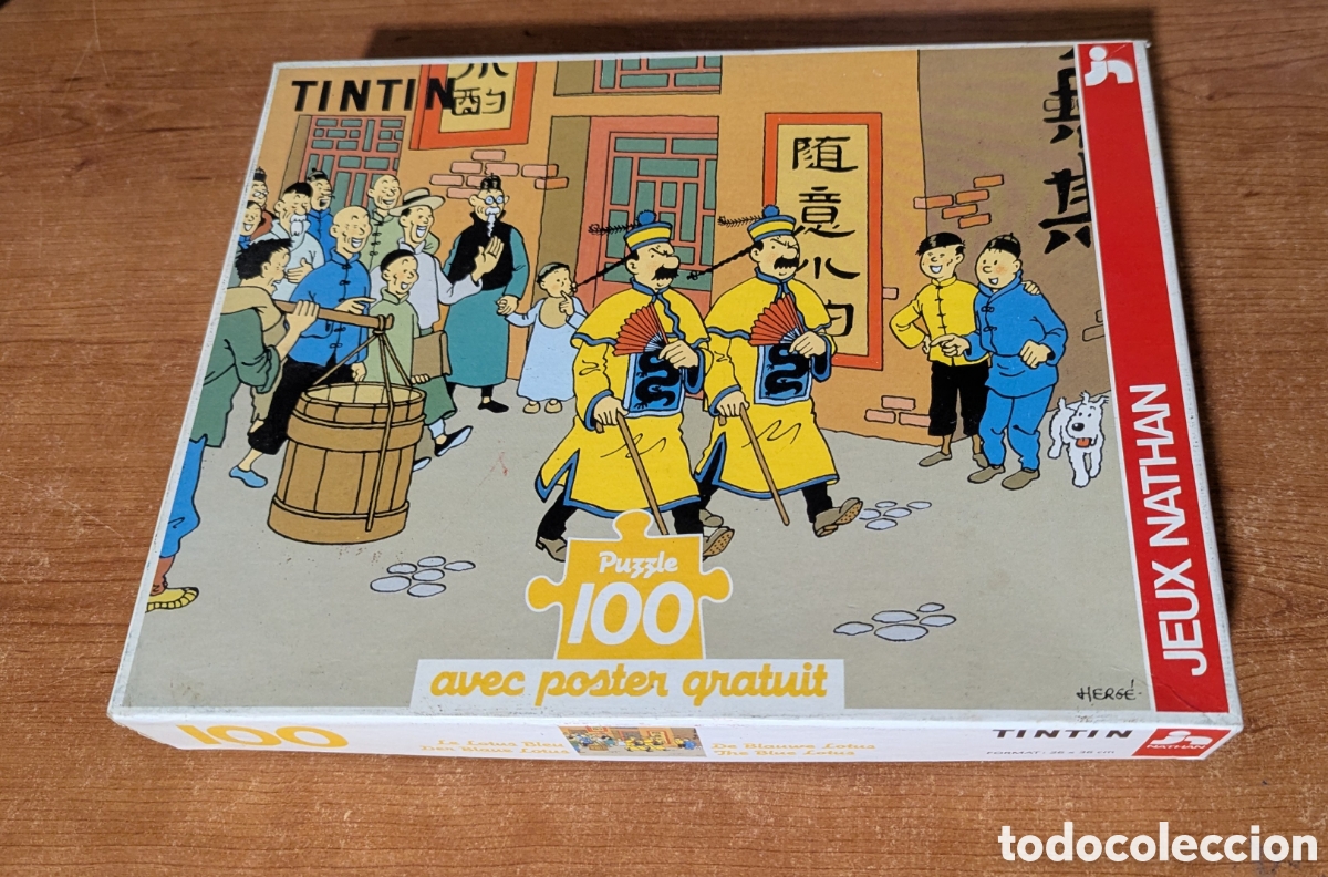 Puzzles: TINTIN. PUZZLE 100 Piezas. EL LOTO AZUL. Herg&eacute;. Jeux Nathan Completo. The blue Lotus 1992