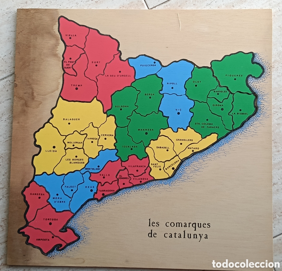 Puzzles: puzle de mapa de les comarques de catalunya , madera de tables - a&ntilde;os 1990-95