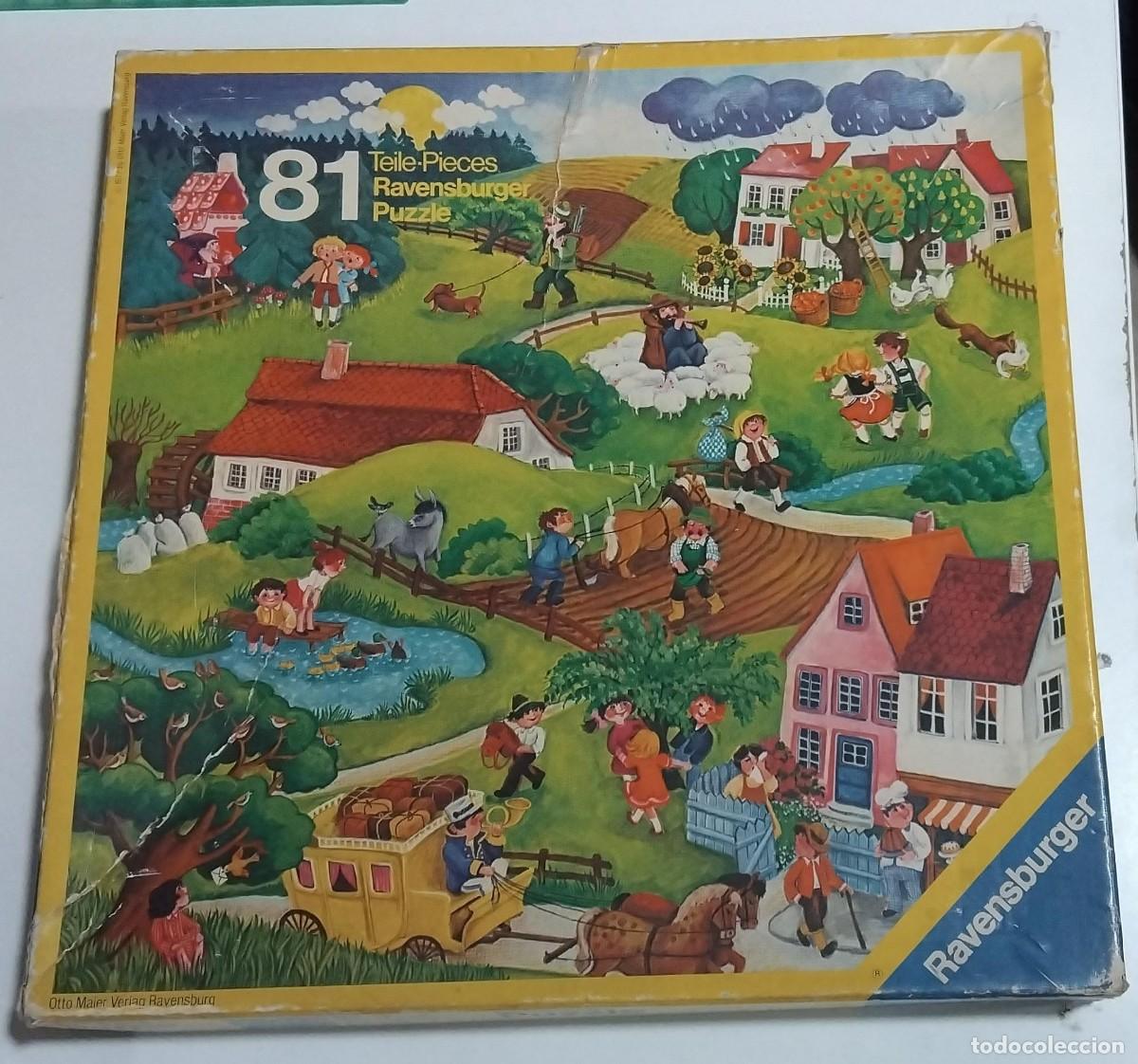 Puzzles: Puzzle infantil vintage (1975) de Ravensburger, con 81 piezas y una escena rural. - Ilustraci&oacute;n deta