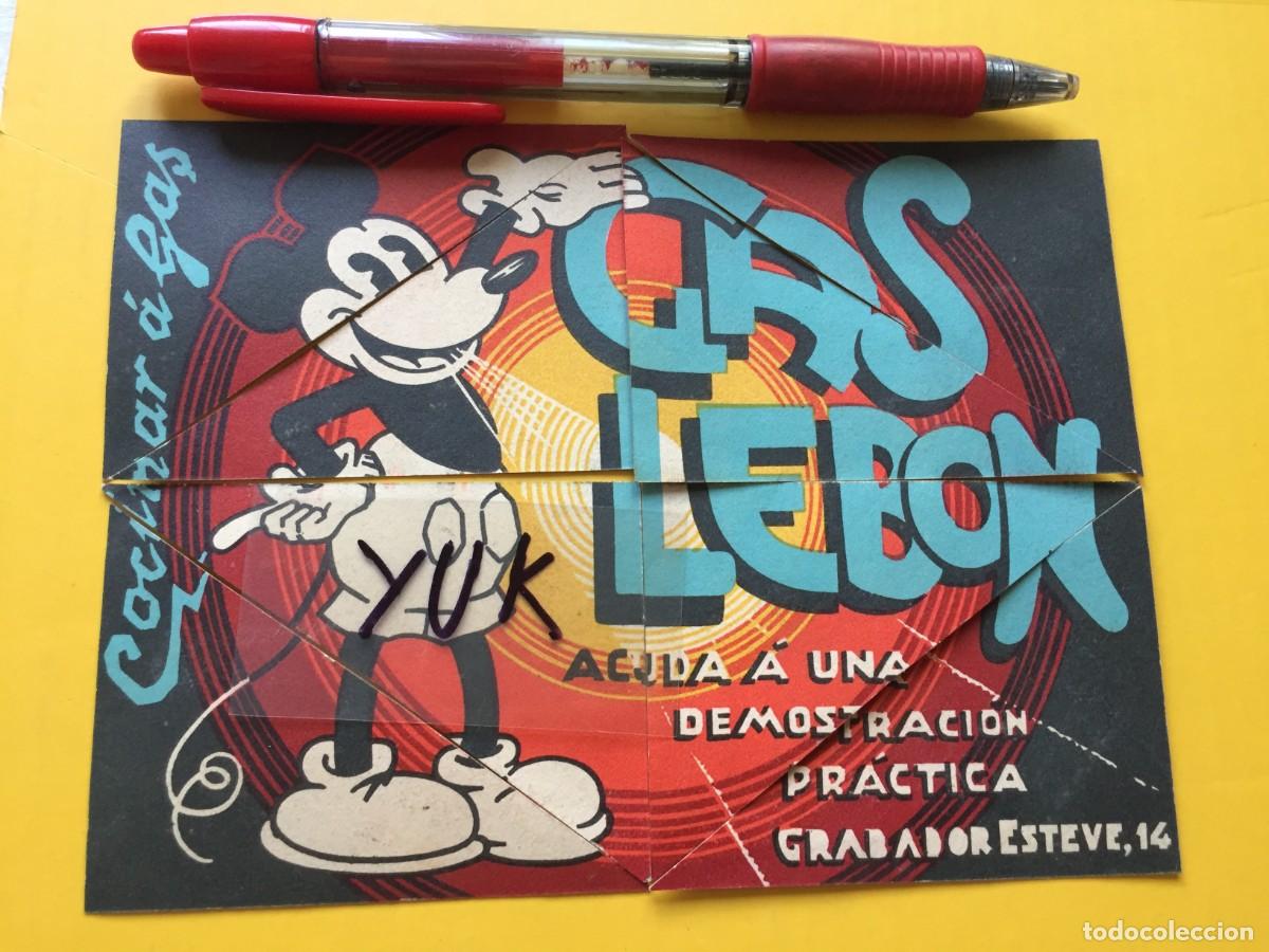 Puzzles: RARISIMO SOBRE Y PUZZLE PUBLICITARIO DE MICKEY MOUSE PARA COCINAR CON GAS LEBON - A&Ntilde;OS 30 - VALENCIA