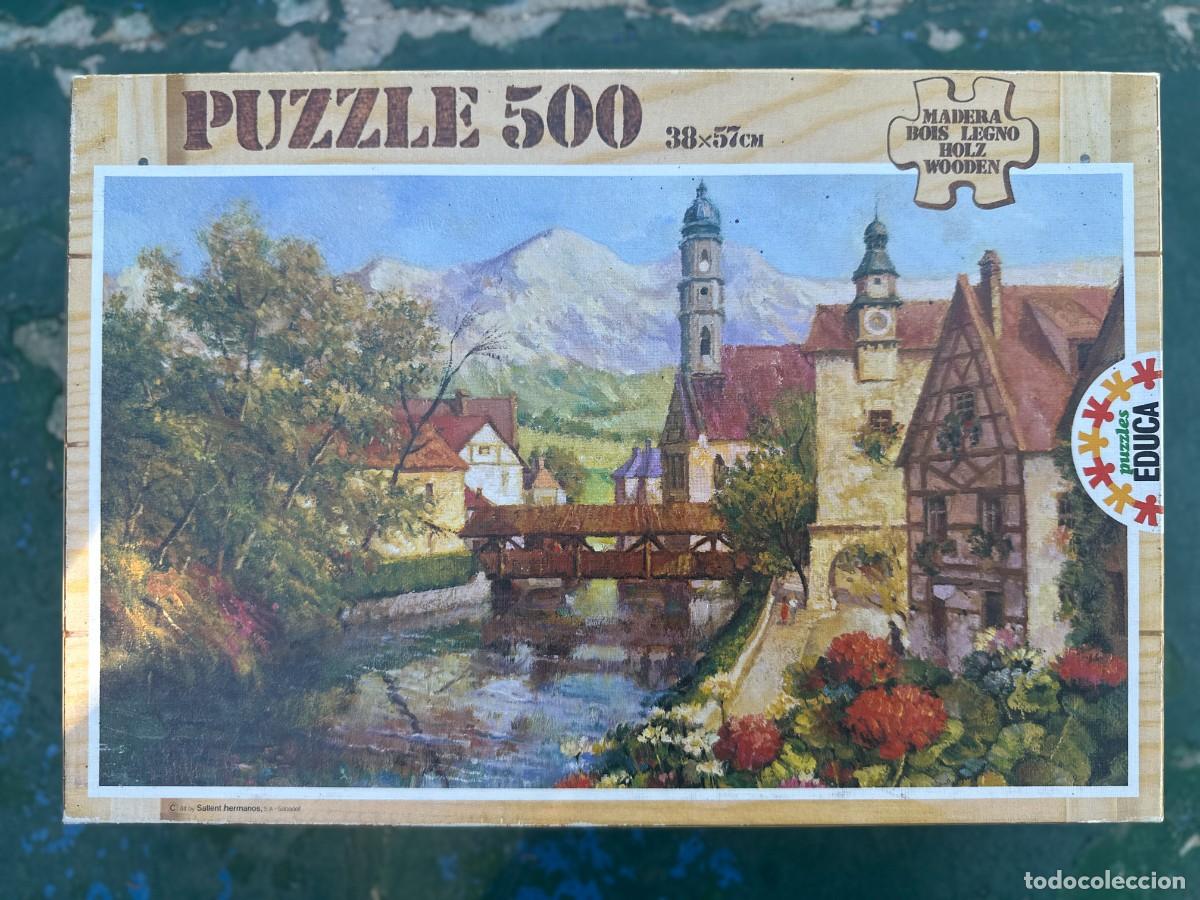 Puzzles: Puzzle de madera Educa 500 piezas &mdash; paisaje de pueblo de monta&ntilde;a &mdash; Completo, bolsa sellada