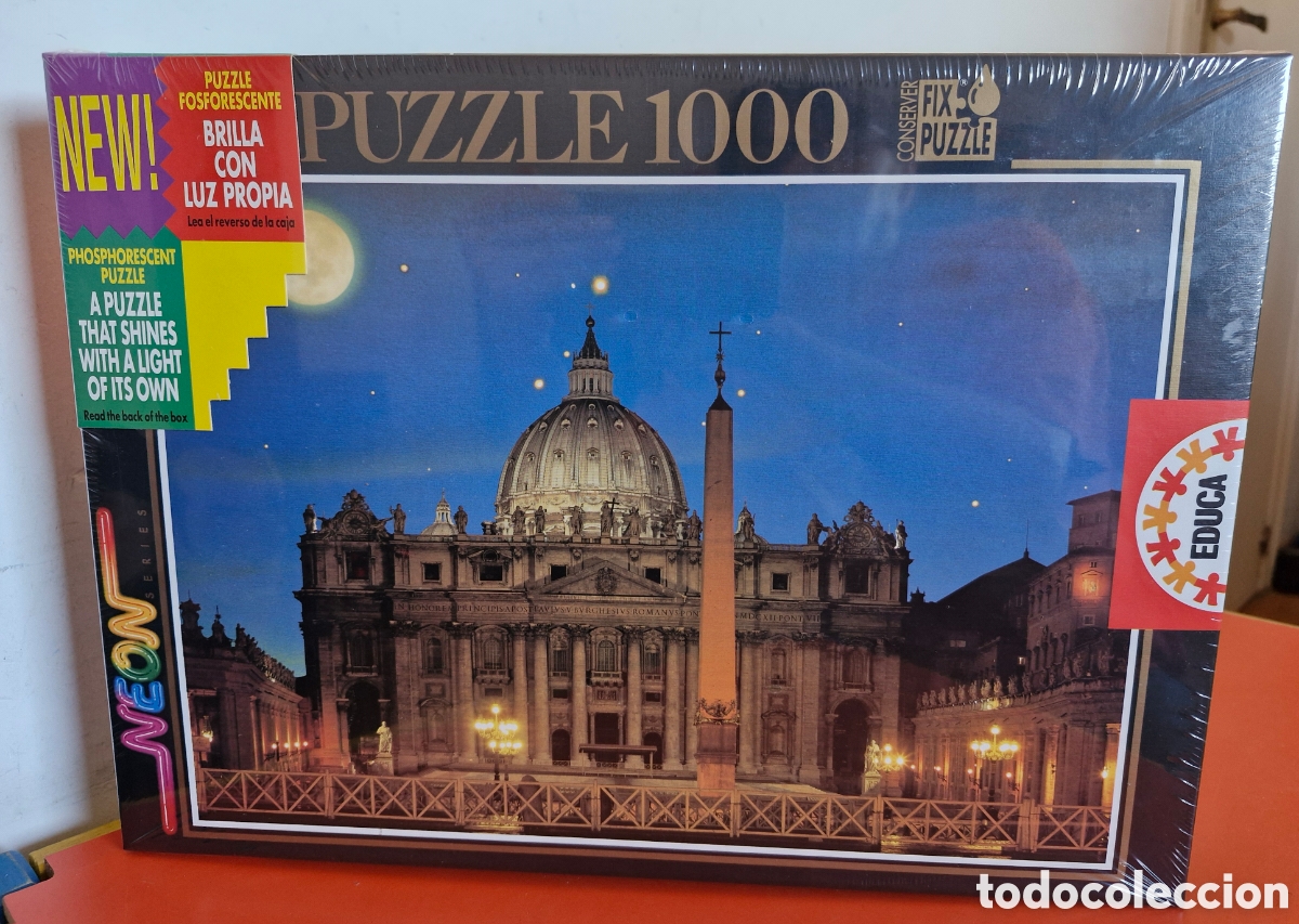Puzzles: PUZZLE 1000 PZ NEON.SAN PEDRO DEL VATICANO.EDUCA 90'S.CAJA SIN ABRIR.