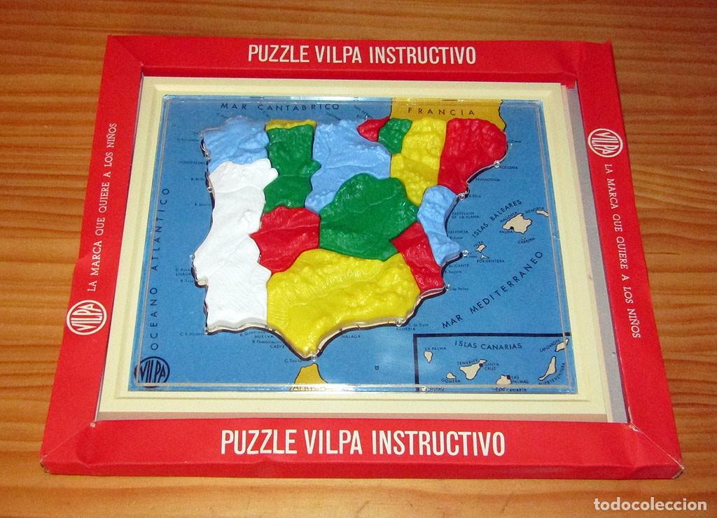 Puzzles: ANTIGUO PUZZLE INSTRUCTIVO DE VILPA - MAPA RELIEVE ESPA&Ntilde;A - NUEVO - A&Ntilde;OS 70