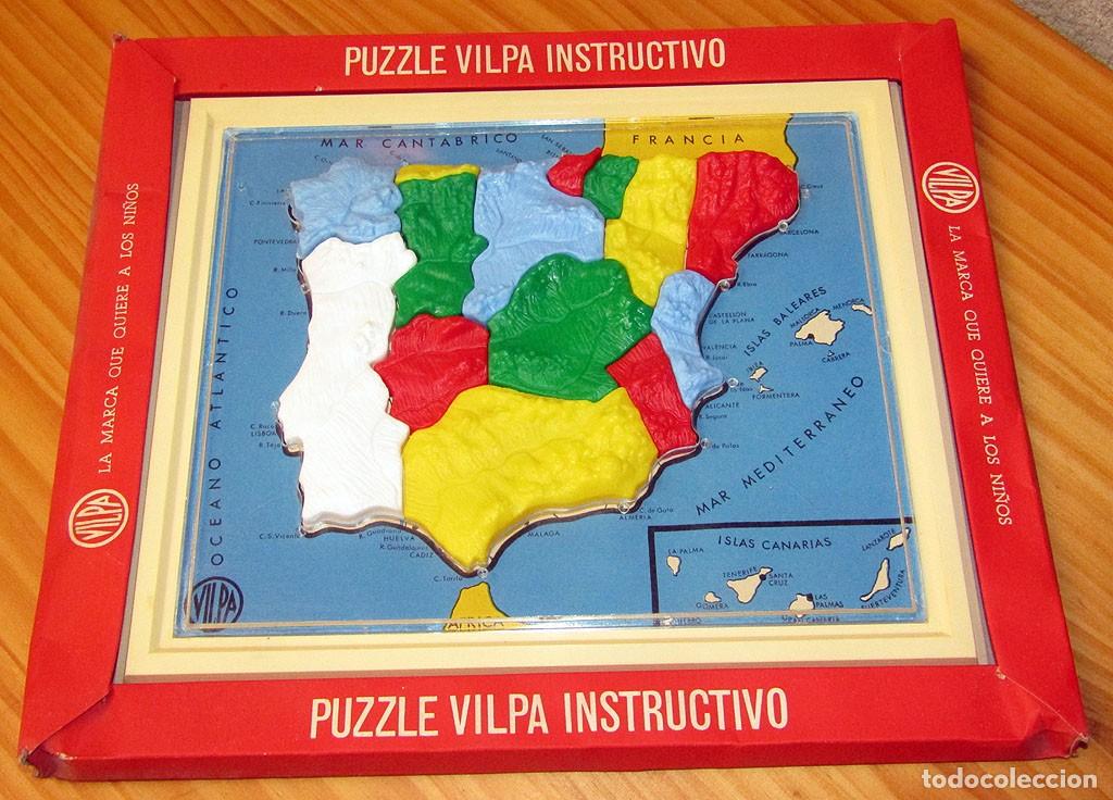 Puzzles: ANTIGUO PUZZLE INSTRUCTIVO DE VILPA - MAPA RELIEVE ESPA&Ntilde;A - NUEVO - A&Ntilde;OS 70