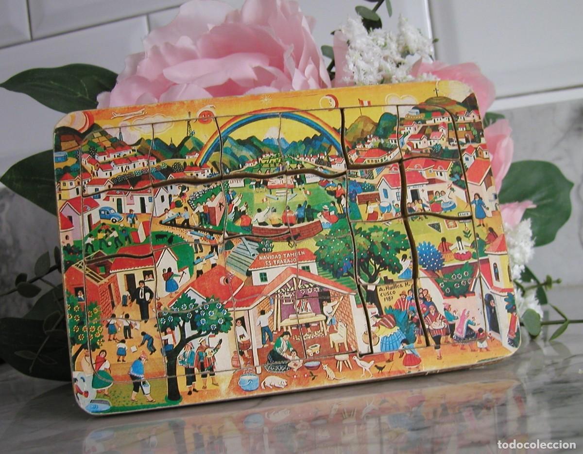 Puzzles: Puzzle / Rompecabezas de Madera Vintage - A. Huillca H. (Cusco, 1981) Arte naif peruano 15,3 x 10,5