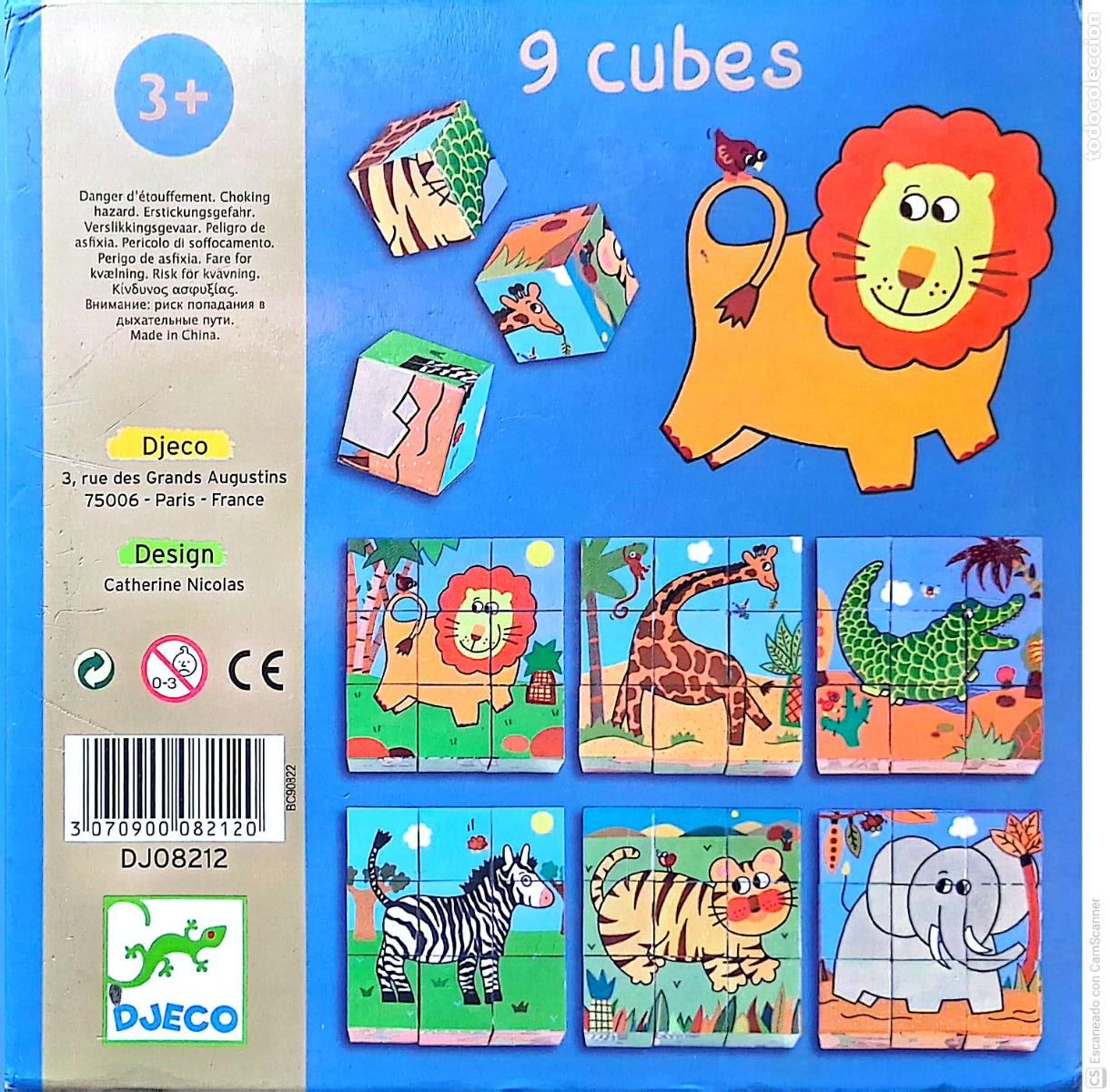 Puzzles: Rompecabezas de 9 Cubos infantiles para ni&ntilde;os/as m&aacute;s de 3 a&ntilde;os. Tema: Animales. Perfecto estado de c