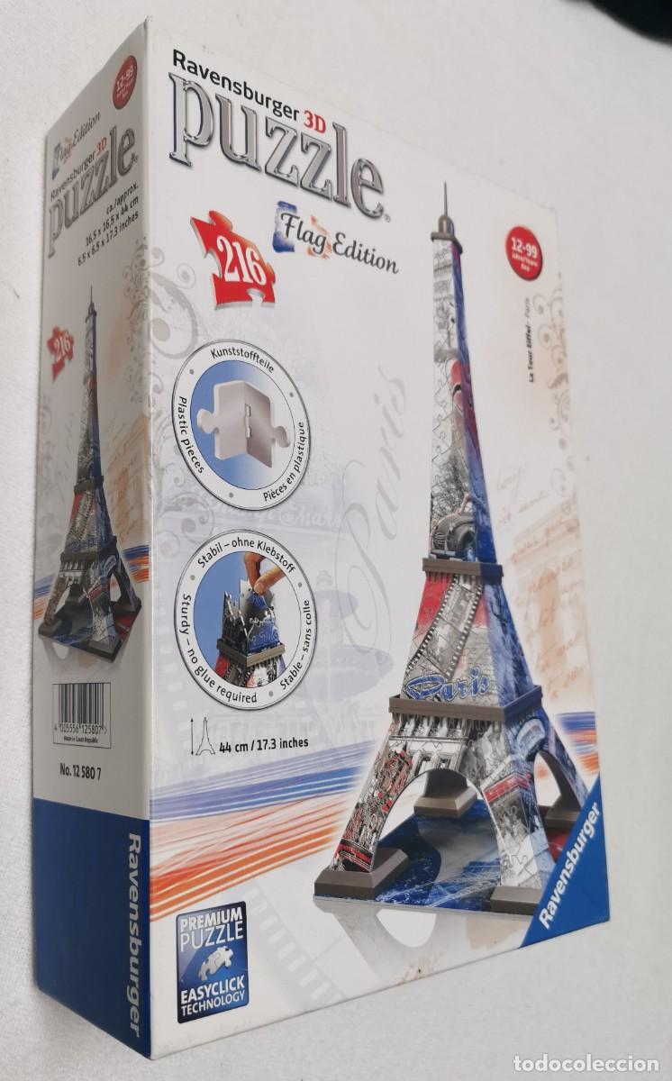 Puzzles: PUZZLE 3D.RAVENSBURGER.FLAG EDITION. LA TOUR EIFFEL.PARIS. N&ordm; 12 580 7. 16,5X16,5X44 CM. 216 PIEZAS