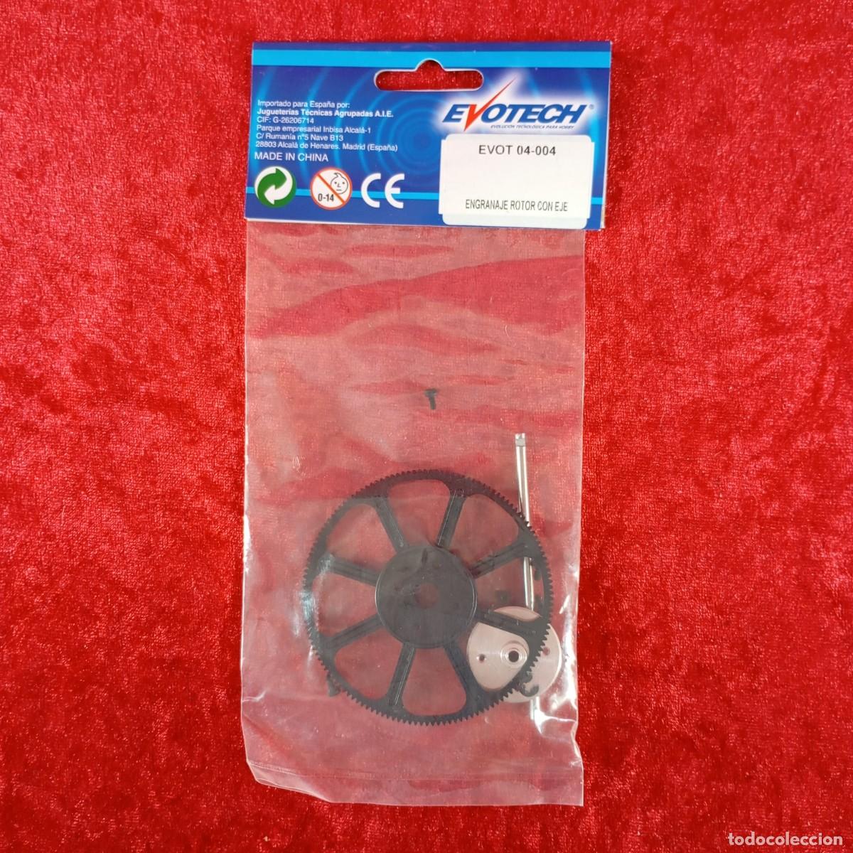 Radio control: EVOTECH - REPUESTO ORIGINAL - ENGRANAJE ROTOR CON EJE - REF. EVOT 04-004 / 246 - Foto 2