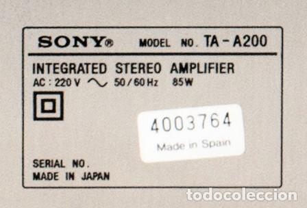 Radios antiguas: Amplificador SONY TA-A200 - Foto 3