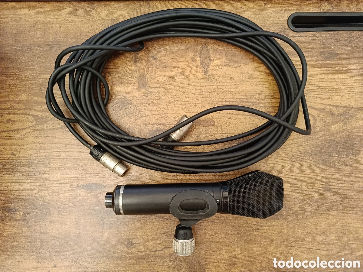Radios antiguas: Micr&oacute;fono Beyer Dynamic MC740 funcionando. Con Soporte R&iacute;gido y cable de 5 metros. De uso. - Foto 1