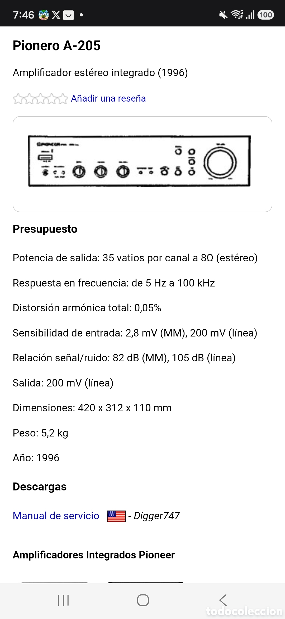 Radios antiguas: Amplificador Pioneer SA205 - Foto 6
