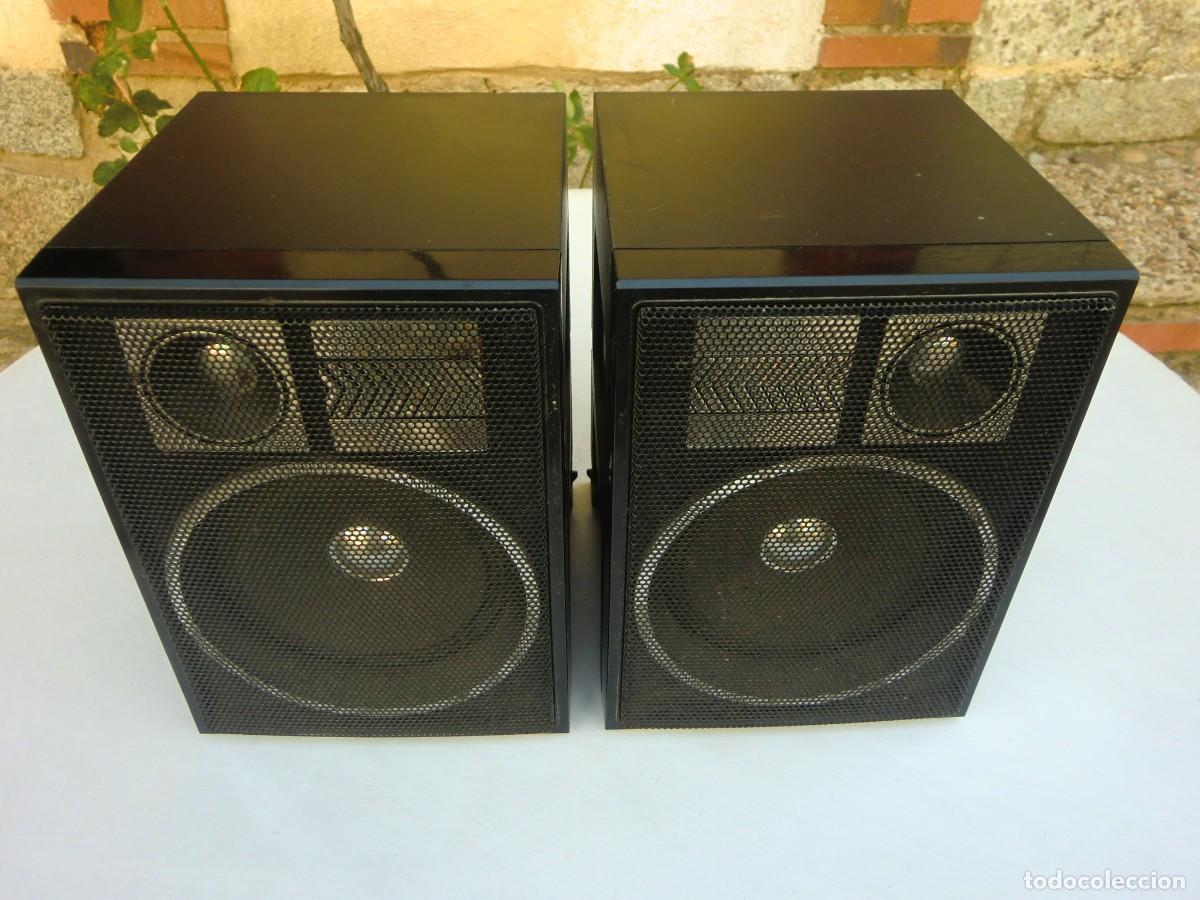 Radios antiguas: 2 altavoces negros para cadenas SONY, SANYO, PANASONIC... Tama&ntilde;o 21 x 15 x 17 cms. Muy buen estado