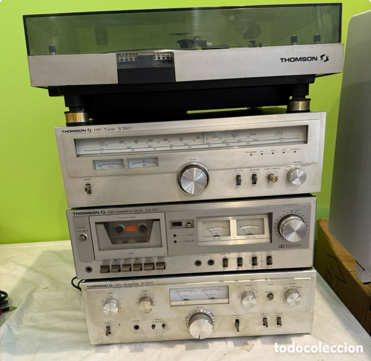 R&aacute;dios antigos: Equipo Hi-Fi THOMSON &ndash; tocadiscos, amplificador A 2001, tuner S 3501 y cassette CD 301 &ndash; a&ntilde;os 80