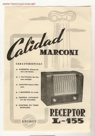 CARTELITO DE PUBLICIDAD DE RADIO MARCONI (Radios, Gramófonos, Grabadoras y Otros - Catálogos, Publicidad y Libros de Radio)
