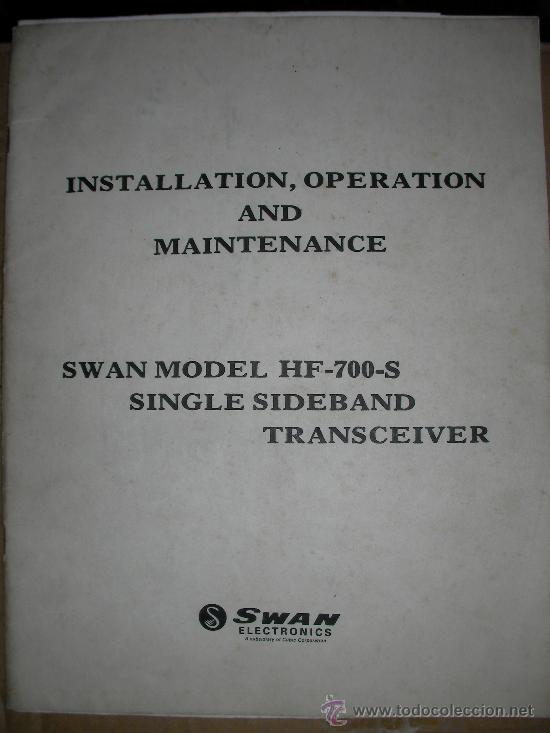 Radios antiguas: MANUAL SWAN MODEL HF-700-S - Foto 1